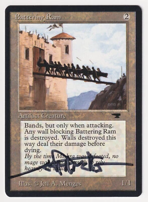 Signed Battering Ram Proof LP Antiquities Artist Jeff A Menges 1994 MTG Magic AP - Image 1 of 2
