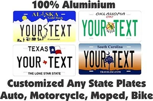 50 States Any Text Personalize Vehicle Car Auto OR Motorcycle License Plate Tag - Picture 1 of 87