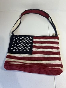 The Sak Patriotic Red White Blue American Flag Crochet Shoulder Bag - Picture 1 of 6