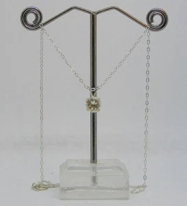 Faceted 7 mm Round White Topaz Necklace W/ 19" S/S Cable Chain, 1.15 Carats - Picture 1 of 7