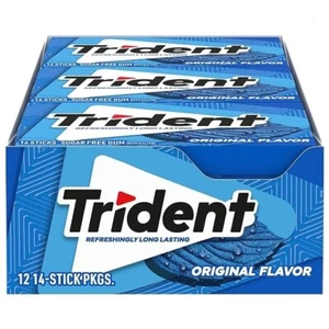 Trident Original Flavor Sugar Free Gum, 12 Packs of 14 Pieces (168 Total Pieces) - Picture 1 of 7