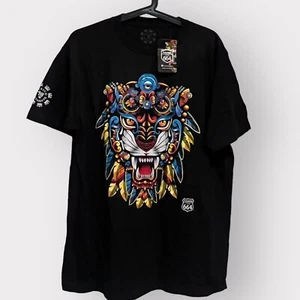 Mexican Jaguar Shirt Aztec Art Print I ❤️ 664 Tijuana Brand Men’s Large New - Picture 1 of 8