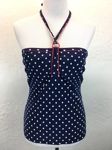 C46 NEW Panache Swimwear Sz 32DD Tankini Top St Ives Navy Blue White Polka Dot - Picture 1 of 5