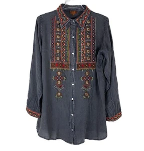 Scully Westernbluse mit Knopfleiste bestickt Viskose Damen Large grau neu - Bild 1 von 13