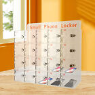 20 Slot Clear Acrylic Cell Phone Locker Cabinet Box W/Keys Freestand/ Wall Mount