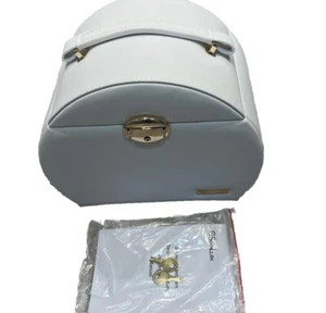 Portagioie grande organizer con 3 cassetti e specchio, custodia in pelle bianca senza scatola - Foto 1 di 5