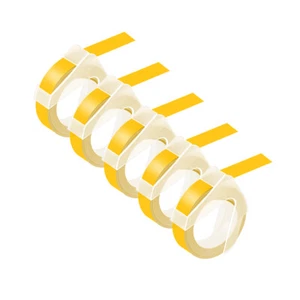 5PK Compatible for Dymo 521208 Label Tape 1/2" 3D Emobssing White on Yellow - Picture 1 of 9