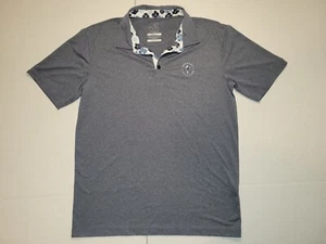 Swannies Golf Polo Shirt Grigio Scuro Blu Collo Floreale Verrado Golf Uomo Taglia M. - Foto 1 di 5