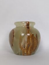 Vintage Carved Round Onyx Stone 4"  Heavy Vase