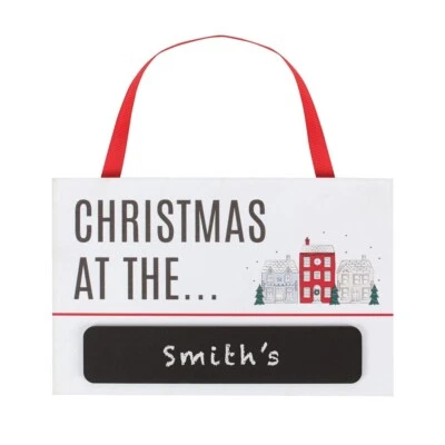 Christmas At The Chalk Board Festive Winter Street Hanging Sign Xmas Decoration - Image 1 of 4