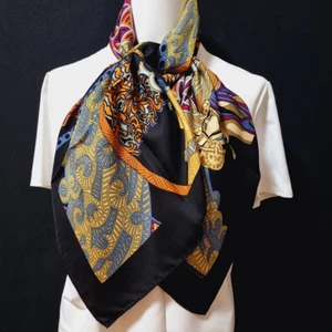 RARO VINTAGE HERMES Bufanda de Seda "Detalle Art des Stepes" Carre 90 por Annie Faivre - Imagen 1 de 14