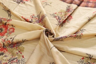 Sari vintage arte indio seda estampado sari 5 yardas tela artesanal color beige sari Foto 1 de 3