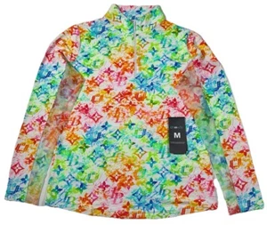 NWT IBKUL Golf Tennis 1/4 Zip Top Shirt S M L Multi Activewear Longsleeve O8 - Picture 1 of 11