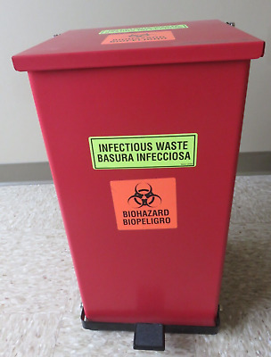 Biohazard Metal Step Trash Can 12 Gallon (from Detecto Supply Company) • 120$