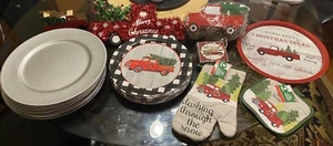 33 Piece Christmas Red Truck Tree Farm Lot - Picture 1 of 10