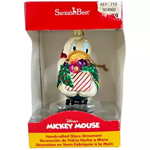 Santas Best Disney Donald Duck Christmas Ornament Handcrafted Glass New In Box - Picture 1 of 8