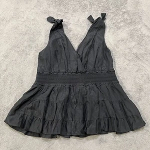 NWT Cinq A Sept Black Peplum Puff Sleeveless Casual Top Women's Size XL-Large - Picture 1 of 11