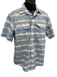 Izod Saltwater Performance Blue & White Button Up Top Men’s Medium NWT - Picture 1 of 5