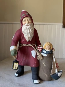 Raro Babbo Natale arte popolare Bethany Lowe con sacco ragazza barca nautica nantucket 11,5" - Foto 1 di 12