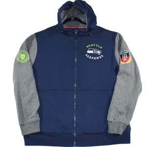 Seattle Seahawks Tommy Hilfiger Jacket 2XL Hoodie Blue Zip Official NFL Football - Picture 1 of 12