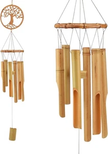 XINRUI Bamboo Wind Chimes, Tree of Life Wooden Chime Kit Natural Brown - Picture 1 of 7