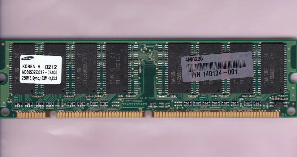 256MB PC-133 SAMSUNG M366S3253CTS-C7AQ0 COMPAQ 140134-001 Ram Memory STICK PC133 - Image 1 of 2