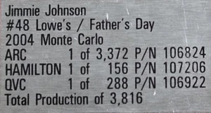 JIMMIE JOHNSON 2004 #48 LOWE'S HAPPY FATHER'S DAY ARC - Picture 1 of 22