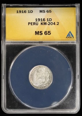 1916 Peru 1 Dino Anacs MS 65 UnDino - Image 1 of 4