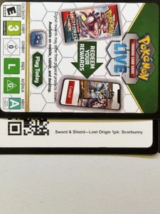 Lost Origin Scorbunny SWSH244 1 p.k Blister POKEMON PTCGO Code Card - Picture 1 of 1
