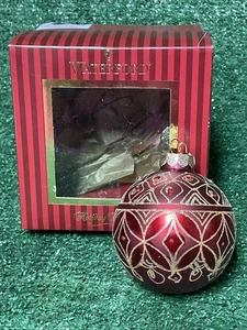 Waterford Holiday Heirlooms Red Glass Ball Christmas Ornament 4" Gold Scroll - Picture 1 of 8
