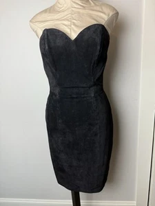 Abito vintage Michael Hoban North Beach in pelle nero medio mini senza spalline scamosciato - Foto 1 di 18