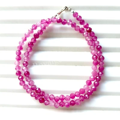 Pink Tourmaline 4mm Faceted Rondelle Beads, AAA Pink Tourmaline Beaded Necklace - Image 1 of 4