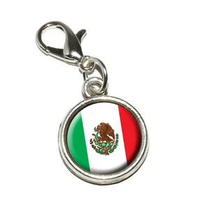 Mexico Mexican Flag - Antiqued Bracelet Pendant Charm with Lobster Clasp - Picture 1 of 1