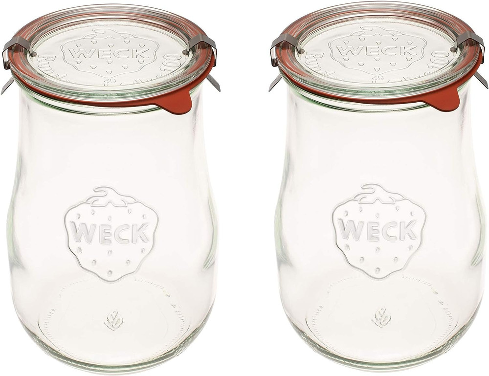 2Pck 1.5 Liter Large Glass Weck Tulip Jars for Sourdough Starter Canning Storing
