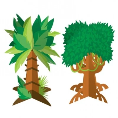 CREATIVE CONVERTING Tropical Trees 3-D Centerpiece Set 2 Per Pack Safari Koala Jungle Party Supplies