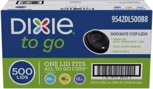 Dixie Sip-Through Dome Hot Cup Lids, Black - 12-20 Oz. (Choose 100 or 500 Ct.) - Picture 1 of 5