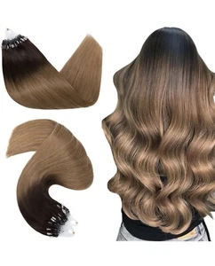 Microlink Hair Extensions Human Hair Micro Loop Bead In Hair Ombre 18” 50 Strand - Picture 1 of 6