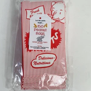 Carnival Peanut Bags Paper Party Supplies Red White Food Truck 150 Pack Retro - Picture 1 of 2
