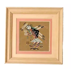 Artista nativo americano navajo firmado arte arena bailarina vintage pared Kichina 7" cuadrado - Imagen 1 de 8