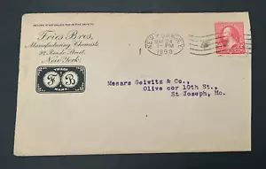 1898 NY MACHINE CANCEL ADVERTISING FRIES BROS CHEMIST ! TOBACCO LIQUOR FLAVORING - Picture 1 of 2