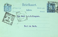 SEPHIL NETHERLANDS INDIES 1900 5c POSTAL CARD FROM SEMARANG JAVA TO FORT DE KOCK