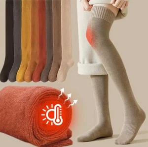 Long Socks Warm Over Knee Thigh High Wool Knitted Women's Thick Stockings Winter - Picture 1 of 47