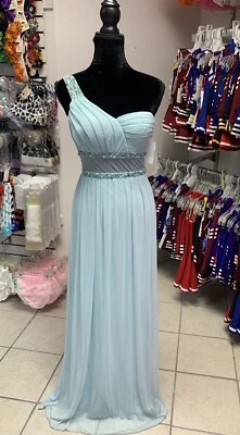 Vestido Talla 1 Azul Aqua Con Cuentas Un Hombro Baile de graduación Regreso a Casa Nuevo con Etiquetas Foto 1 de 3