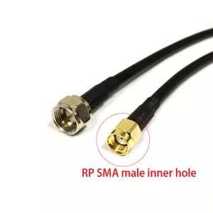 RP SMA male plug to F type male plug RF cable assembly RG58 50cm 20inch NEW - Picture 1 of 4