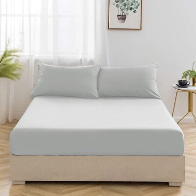 Deep 25CM Fitted Sheet Bed Sheets Poly Cotton Anti Wrinkle - Image 1 of 3