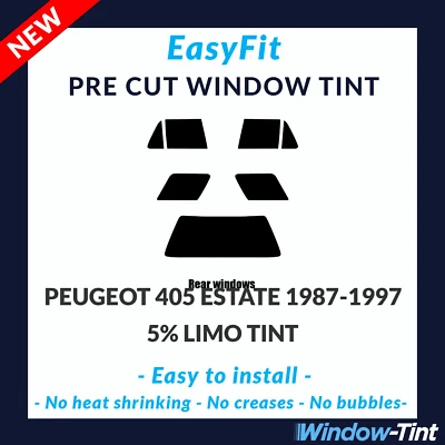 EasyFit Static Pre Cut Window Tint For Peugeot 405 Estate 87-97 - 5% Limo Rear - Image 1 of 3