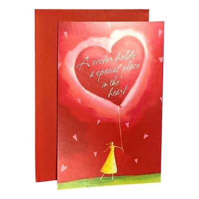 Поздравительная открытка на День святого Валентина для сестры - сестра держит специальный; сердце - Изображение 1 из 2
