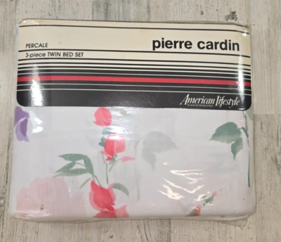 American Lifestyle By Burlington Percale Twin Sheet Set Pierre Cardin USA Floral - Image 1 of 4