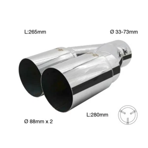 Universal Exhaust Terminal Simoni Racing Stainless Steel Double Inclined 40-76mm - Picture 1 of 2
