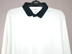 MENS M&S PURE COTTON LONG SLEEVE RUGBY SHIRT TOP  SIZE 4XL LONG WHITE MIX - NEW - Picture 1 of 4